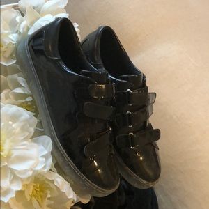 Patent Black Velcro Tennis Shoes